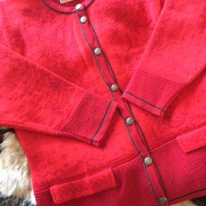 Norlender Sweater Norway Norwegian 100% Wool Red